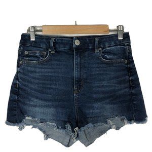 American Eagle Shorts 10 Curvy Hi-Rise Shortie  Dark Wash Frayed Cut Offs Denim